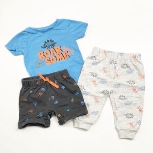 Pekkle baby boys dinosaur print 3 piece matching set